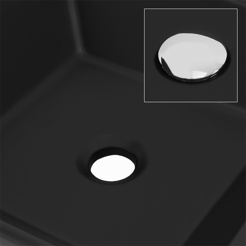 Waschbecken Quadratisch ohne Überlauf 41x41x12 cm Schwarz aus Keramik LuxeBath