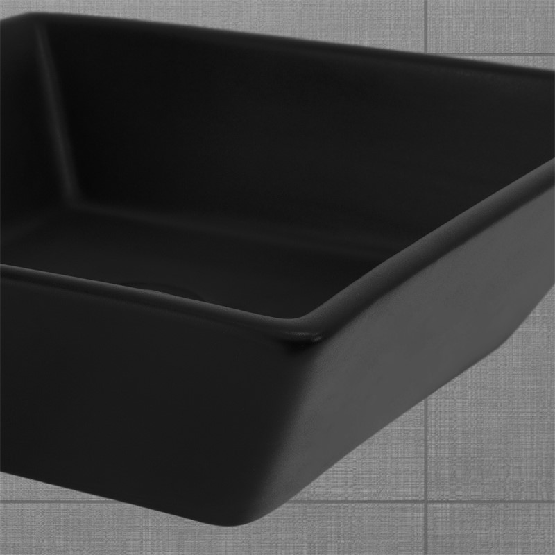 Waschbecken Quadratisch ohne Überlauf 41x41x12 cm Schwarz aus Keramik LuxeBath