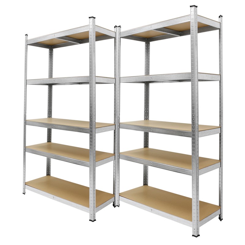 Werkstattregal 2er Set 200x100x50 cm Silber aus MDF und Metall bis 750 kg