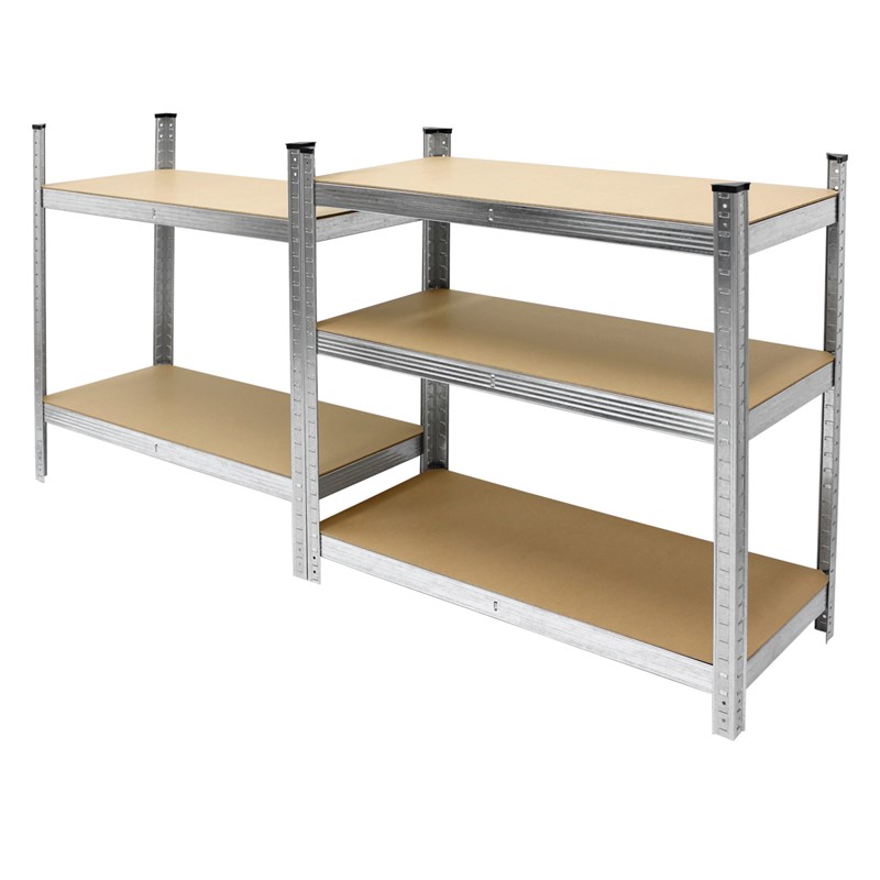 Werkstattregal 2er Set 200x100x50 cm Silber aus MDF und Metall bis 750 kg