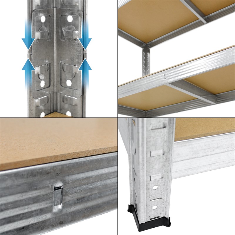 Werkstattregal 2er Set 200x100x50 cm Silber aus MDF und Metall bis 750 kg
