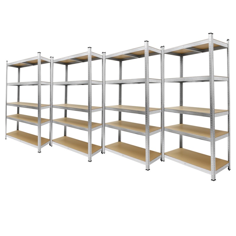 Werkstattregal 4er Set 180x90x40 cm Silber aus Metall und MDF belastbar bis 750 kg Werkstattregal 4er Set 180x90x40 cm Silber aus Metall und MDF belastbar bis 750 kg
