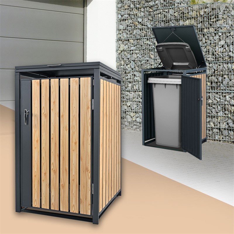Mülltonnenbox 1er bis 240L 68x80x116,3 cm aus Stahl in Lärchenoptik ML-Design Mülltonnenbox 1er bis 240L 68x80x116,3 cm aus Stahl in Lärchenoptik ML-Design