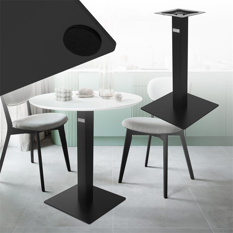 Tischgestell Single Schwarz Höhe 72cm aus pulverbeschichteteter Stahl 43x43 cm Bodenplatte Montagematerial ML-Design