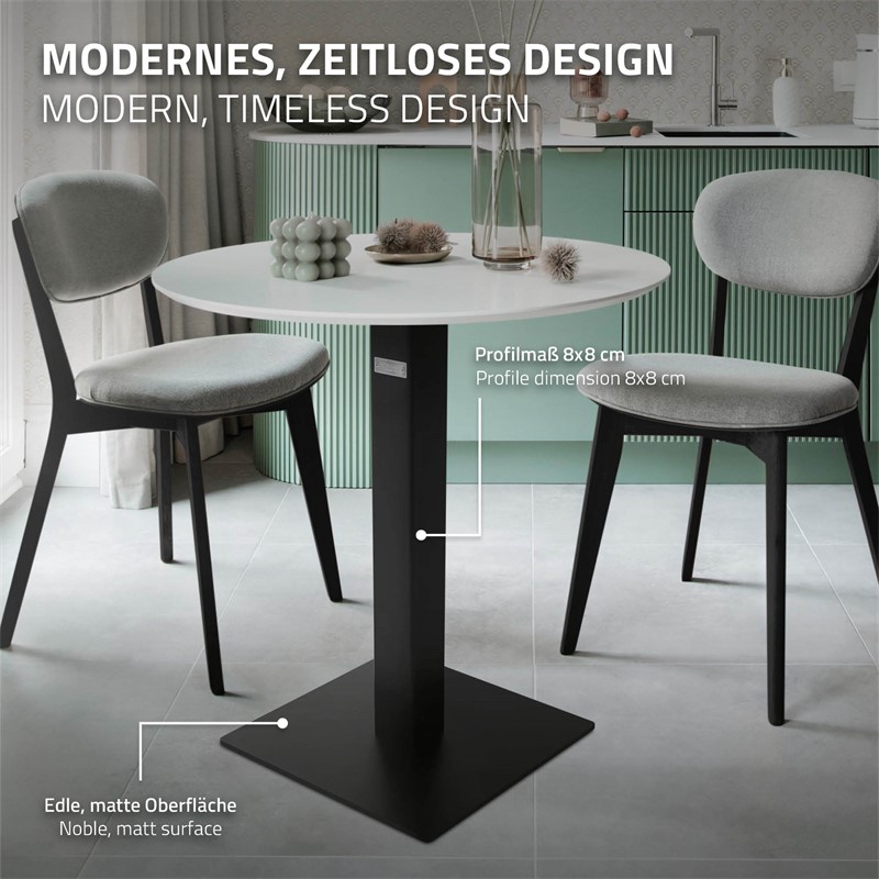 Tischgestell Single Schwarz Höhe 72cm aus pulverbeschichteteter Stahl 43x43 cm Bodenplatte Montagematerial ML-Design