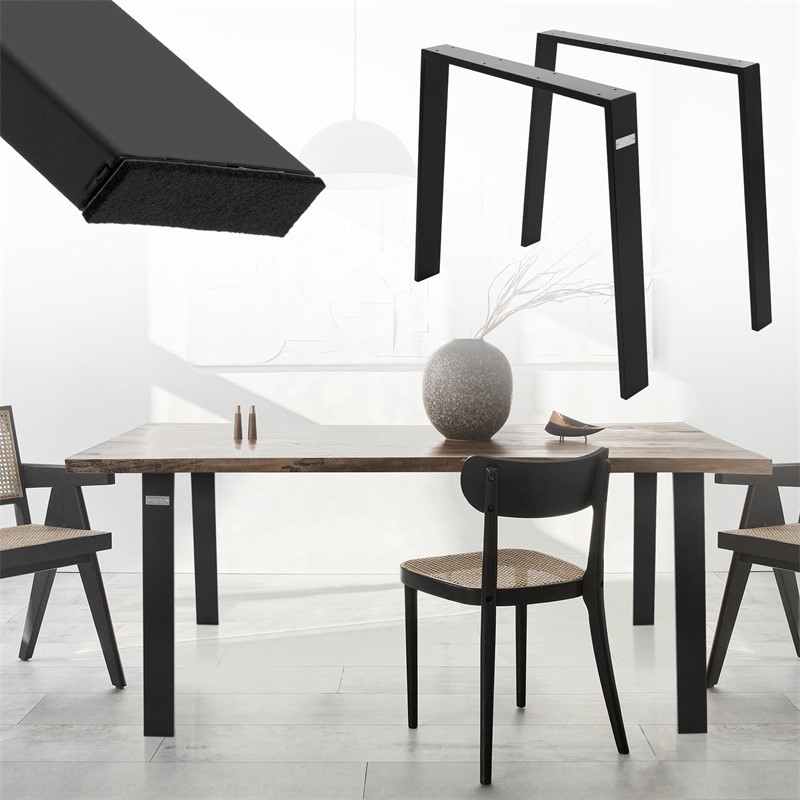 2er Set Tischbeine Loft 90x72 cm Schwarz Profil 8x2 cm aus Stahl U-Form ML-Design 2er Set Tischbeine Loft 90x72 cm Schwarz Profil 8x2 cm aus Stahl U-Form ML-Design