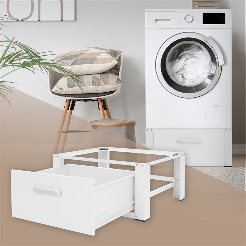 Waschmaschinen Untergestell Unterschrank 63x54x31 cm mit Schublade in Weiß ML-Design Waschmaschinen Untergestell Unterschrank 63x54x31 cm mit Schublade in Weiß ML-Design