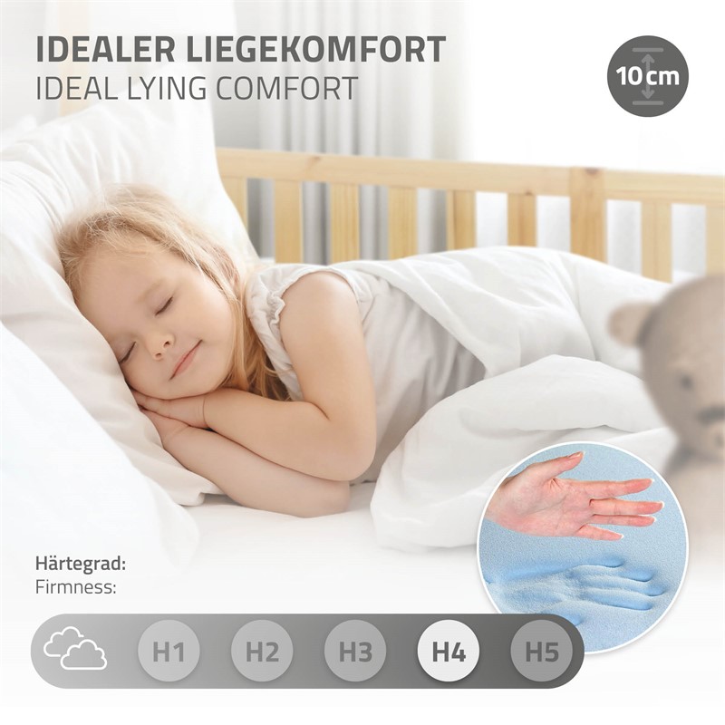 Kinderbett Hausbett 90x200 cm aus Kiefernholz inkl. Matratze H-10cm Rausfallschutz Dach und Lattenrost ML-Design