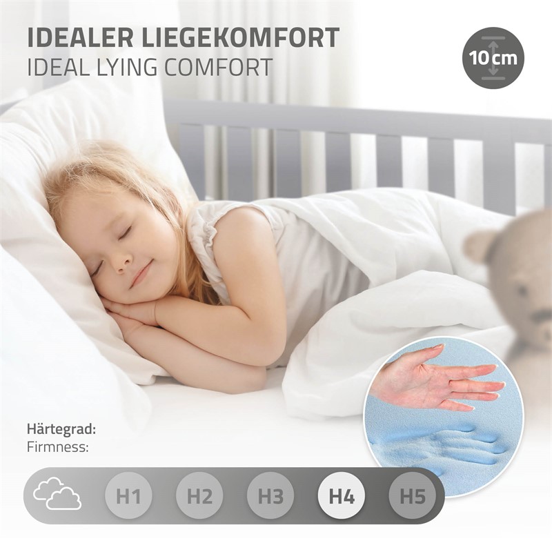 Kinderbett Hausbett 90x200 cm Hellgrau aus Kiefernholz inkl. Matratze H-10cm Rausfallschutz Dach und Lattenrost ML-Design
