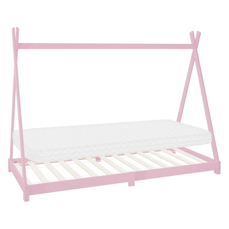 Kinderbett Tipi 90x200 cm Rosa aus Kiefernholz inkl. Matratze H-10cm Holzbett mit Lattenrost ML-Design Kinderbett Tipi 90x200 cm Rosa aus Kiefernholz inkl. Matratze H-10cm Holzbett mit Lattenrost ML-Design