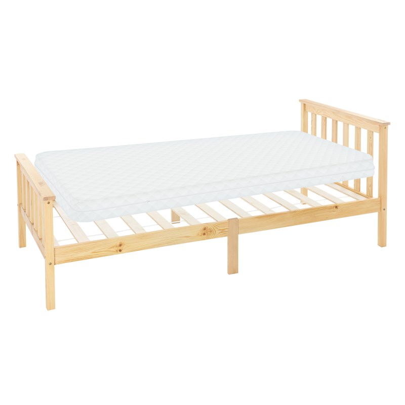 Bettgestell Einzelbett 90x200cm aus Kiefernholz in Natur mit Lattenrost & Matratze H-10cm ML-Design Bettgestell Einzelbett 90x200cm aus Kiefernholz in Natur mit Lattenrost & Matratze H-10cm ML-Design