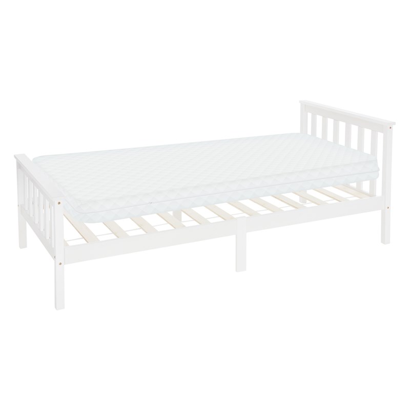Bettgestell Einzelbett 90x200cm aus Kiefernholz in Weiß Lattenrost & Matratze H-10cm ML-Design Bettgestell Einzelbett 90x200cm aus Kiefernholz in Weiß Lattenrost & Matratze H-10cm ML-Design