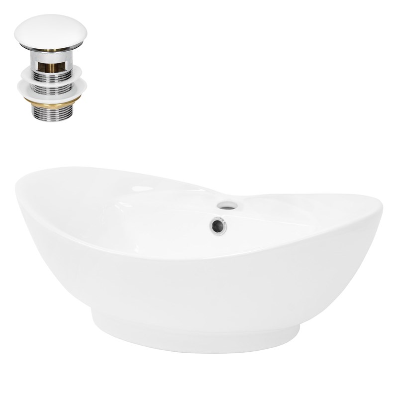 Waschbecken inkl. Ablaufgarnitur Weiß mit Überlauf 59x39,5x20,5 cm Weiß aus Keramik LuxeBath Waschbecken inkl. Ablaufgarnitur Weiß mit Überlauf 59x39,5x20,5 cm Weiß aus Keramik LuxeBath