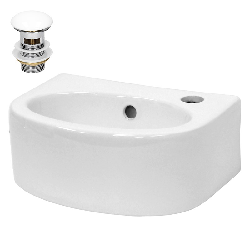 Waschbecken inkl. Ablaufgarnitur Weiß mit Überlauf 33,5x25,5x13 cm Weiß aus Keramik LuxeBath