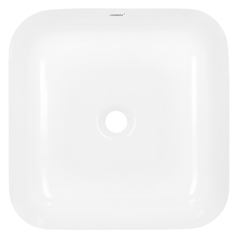 Waschbecken inkl. Ablaufgarnitur Weiß ohne Überlauf 39x39x14 cm Weiß aus Keramik LuxeBath
