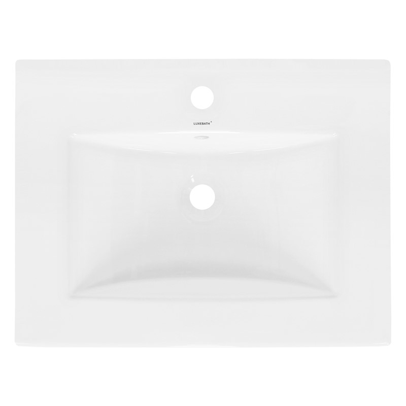 Waschbecken inkl. Ablaufgarnitur mit Überlauf 61x46,5x17,5 mm Weiß aus Keramik LuxeBath
