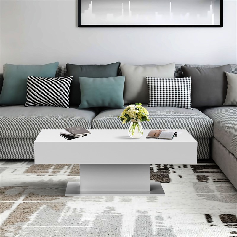 Couchtisch 110x60x40 cm Weiß inkl. 2 Staufächern unter Schiebeplatte ML-Design Couchtisch 110x60x40 cm Weiß inkl. 2 Staufächern unter Schiebeplatte ML-Design