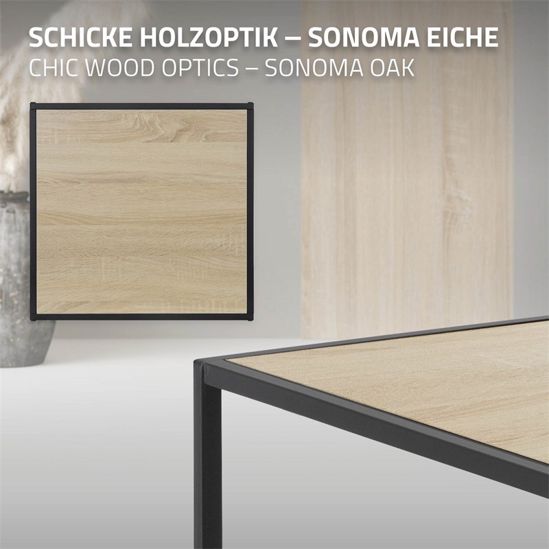 Beistelltisch 2er Set Schwarz/Eichenoptik aus Metall ML-Design