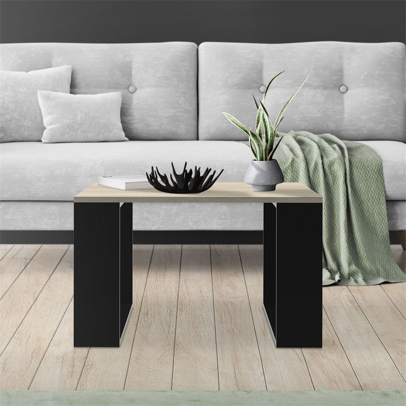 Couchtisch 65x65x40 cm Eiche-Optik/Schwarz ML-Design Couchtisch 65x65x40 cm Eiche-Optik/Schwarz ML-Design