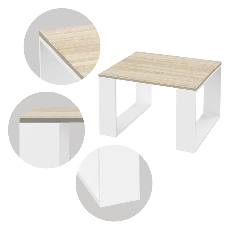 Couchtisch 65x65x40 cm Eiche-Optik/Weiß ML-Design