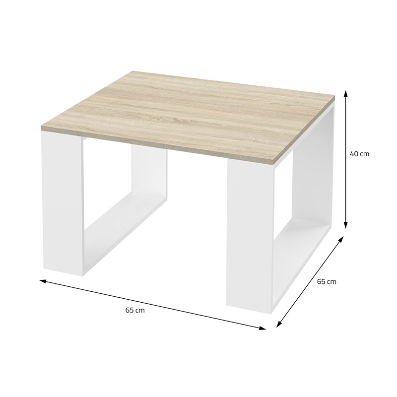 Couchtisch 65x65x40 cm Eiche-Optik/Weiß ML-Design