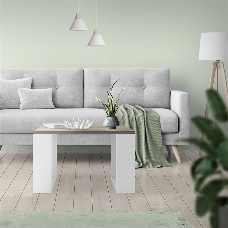 Couchtisch 65x65x40 cm Eiche-Optik/Weiß ML-Design