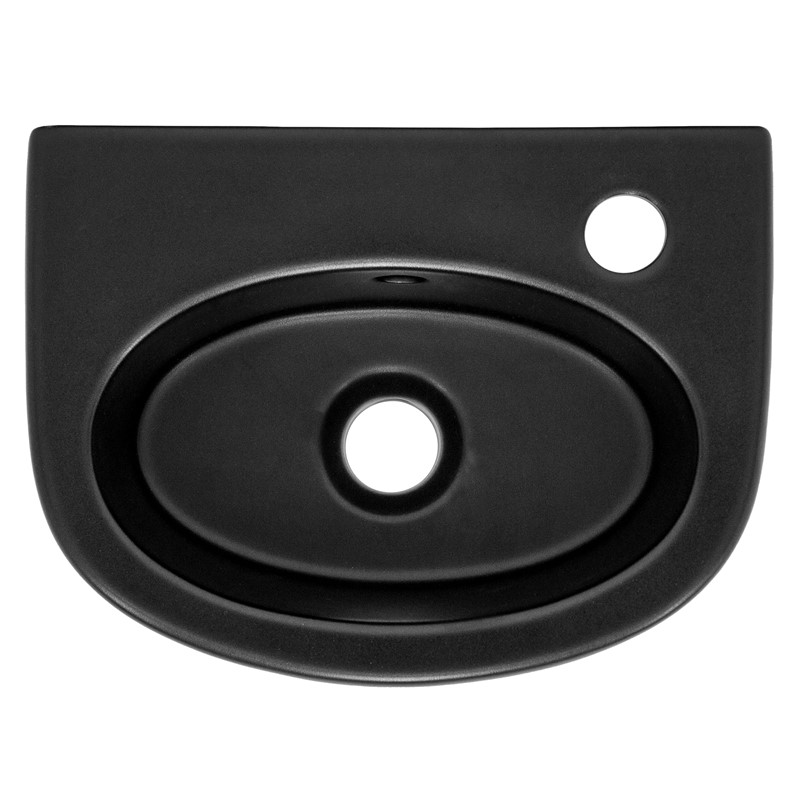 Waschbecken inkl. Ablaufgarnitur mit Überlauf 33,5x25,5x13 mm Schwarz matt aus Keramik LuxeBath