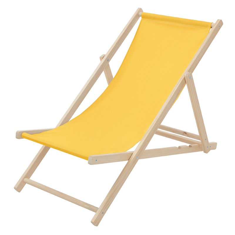 Liegestuhl klappbar Gelb Holz verstellbare Rückenlehne bis 120 kg Sonnenliege Gartenliege Strandliege