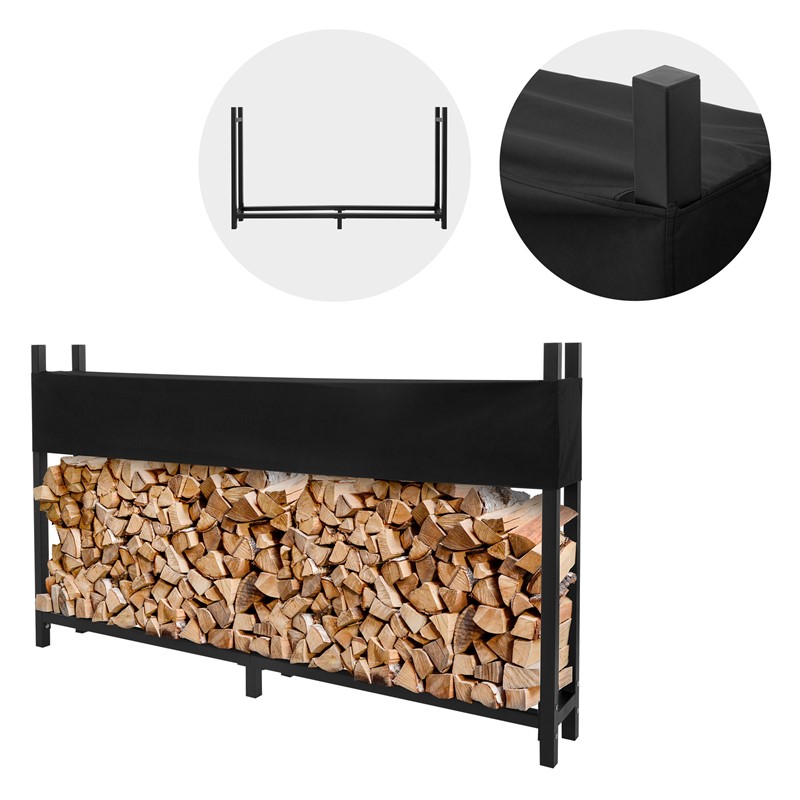 Kaminholzregal mit Abdeckung 200x25x115 cm Anthrazit aus Stahl ML-Design