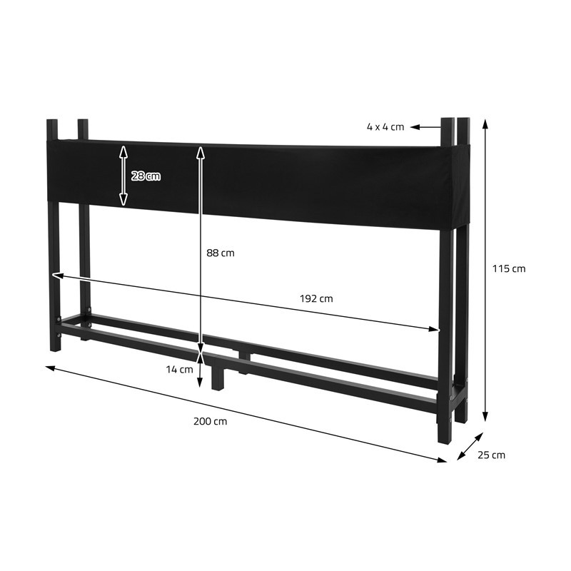 Kaminholzregal mit Abdeckung 200x25x115 cm Anthrazit aus Stahl ML-Design