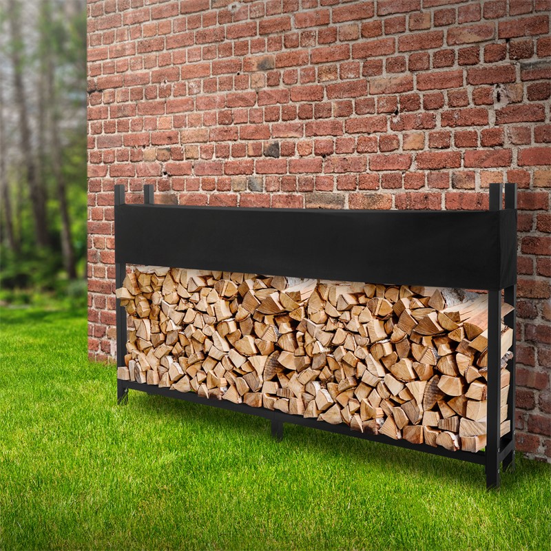 Kaminholzregal mit Abdeckung 200x25x115 cm Anthrazit aus Stahl ML-Design