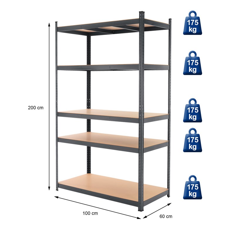 Werkstattregal 200x100x60 cm Anthrazit aus Metall
