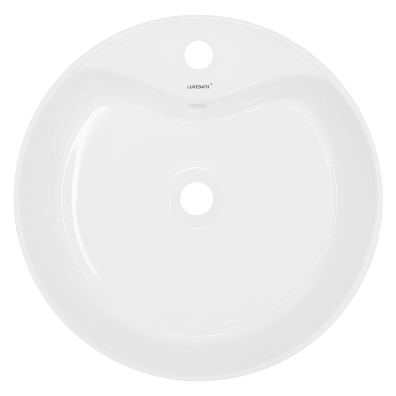 Waschbecken inkl. Ablaufgarnitur Weiß mit Überlauf Ø 46x15,5 cm Weiß aus Keramik LuxeBath