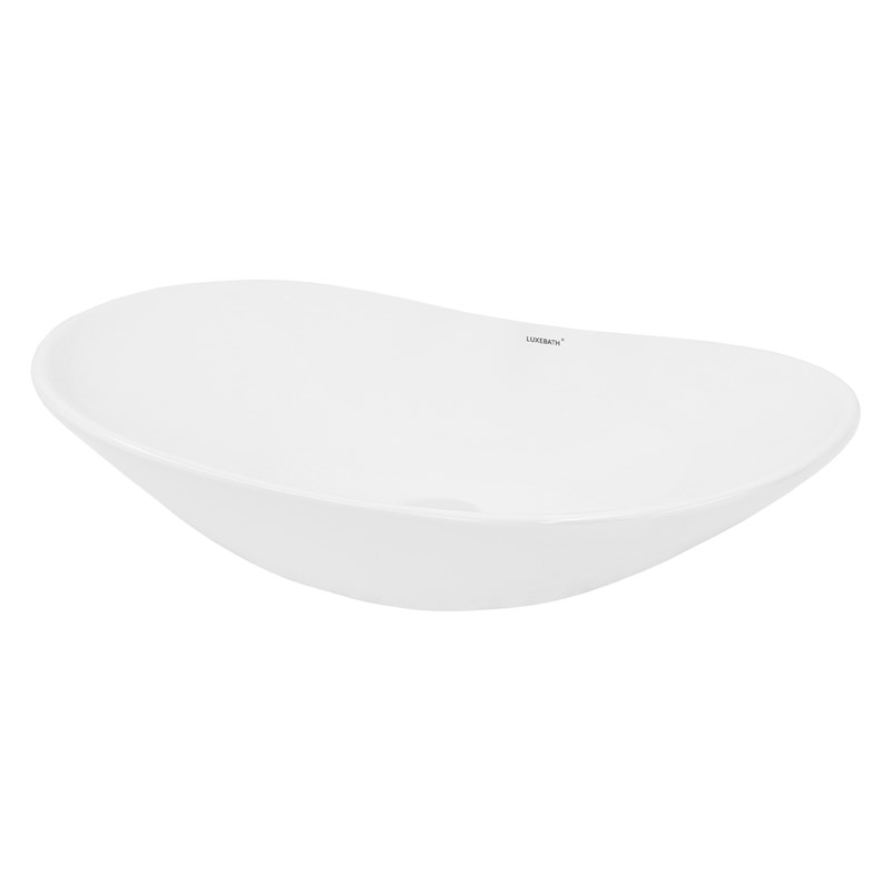 Waschbecken inkl. Ablaufgarnitur Weiß ohne Überlauf 64x36,5x13 cm Weiß aus Keramik LuxeBath