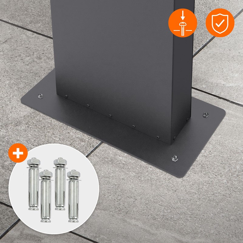 Standbriefkasten mit Zeitungsfach 37x37x11 cm Anthrazit/Holzoptik aus Edelstahl ML-Design