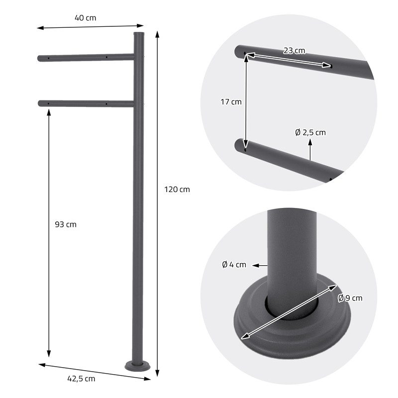 Standbriefkasten mit Zeitungsfach 37x37x11 cm Anthrazit/Holzoptik aus Edelstahl ML-Design