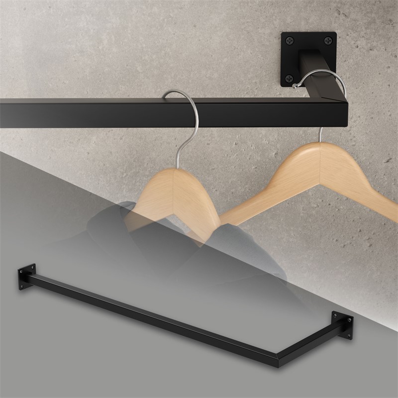 Kleiderstange Garderobe Wandmontage 30x90 cm Schwarz aus Stahl ML-Design Kleiderstange Garderobe Wandmontage 30x90 cm Schwarz aus Stahl ML-Design
