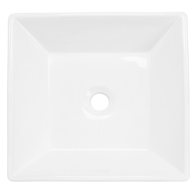 Waschbecken inkl. Ablaufgarnitur Weiß ohne Überlauf 41x41x12 cm Weiß aus Keramik LuxeBath