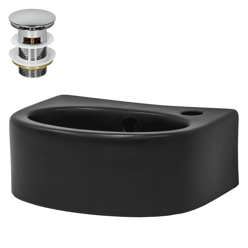 Waschbecken inkl. Ablaufgarnitur mit Überlauf 33,5x25,5x13 cm Schwarz aus Keramik LuxeBath Waschbecken inkl. Ablaufgarnitur mit Überlauf 33,5x25,5x13 cm Schwarz aus Keramik LuxeBath