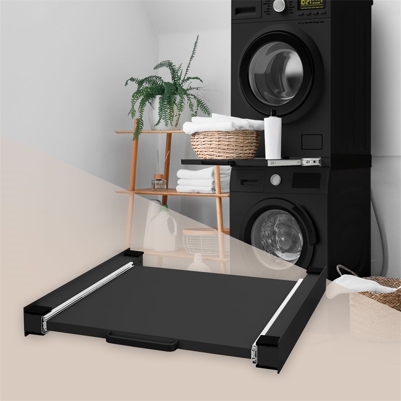 Zwischenbaurahmen für Waschmaschine Verbindungsrahmen mit ausziehbarer Ablage 60x60 cm in Schwarz ML-Design Zwischenbaurahmen für Waschmaschine Verbindungsrahmen mit ausziehbarer Ablage 60x60 cm in Schwarz ML-Design