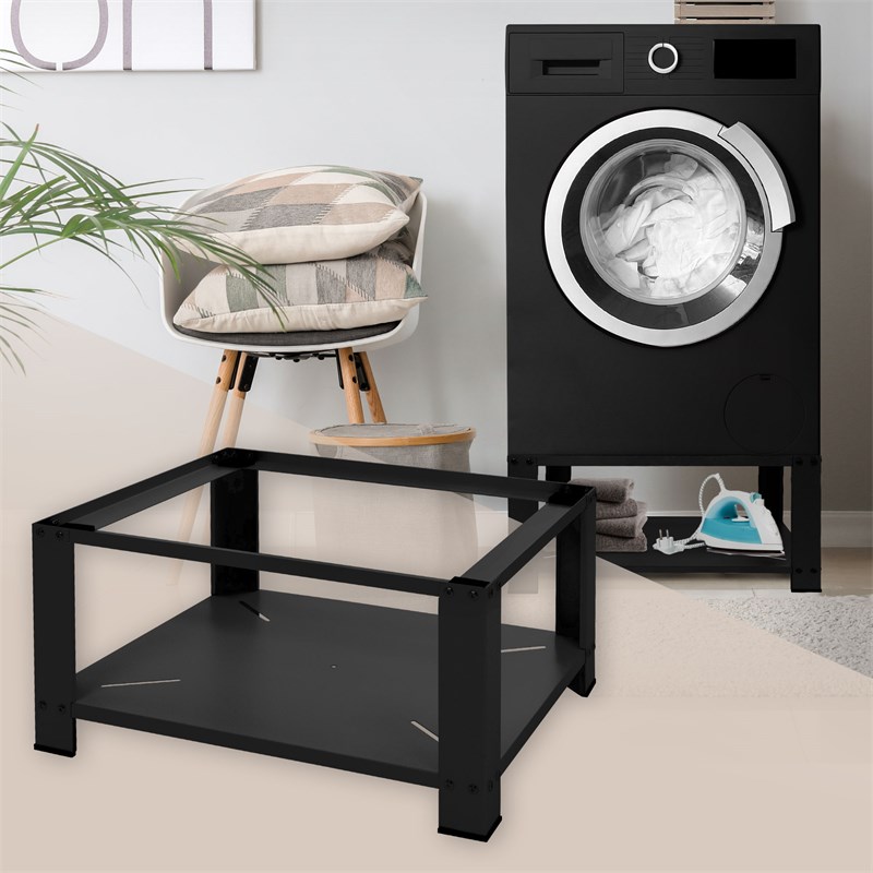 Waschmaschinen Untergestell Unterschrank 63x54x32 cm mit Ablage in Schwarz ML-Design