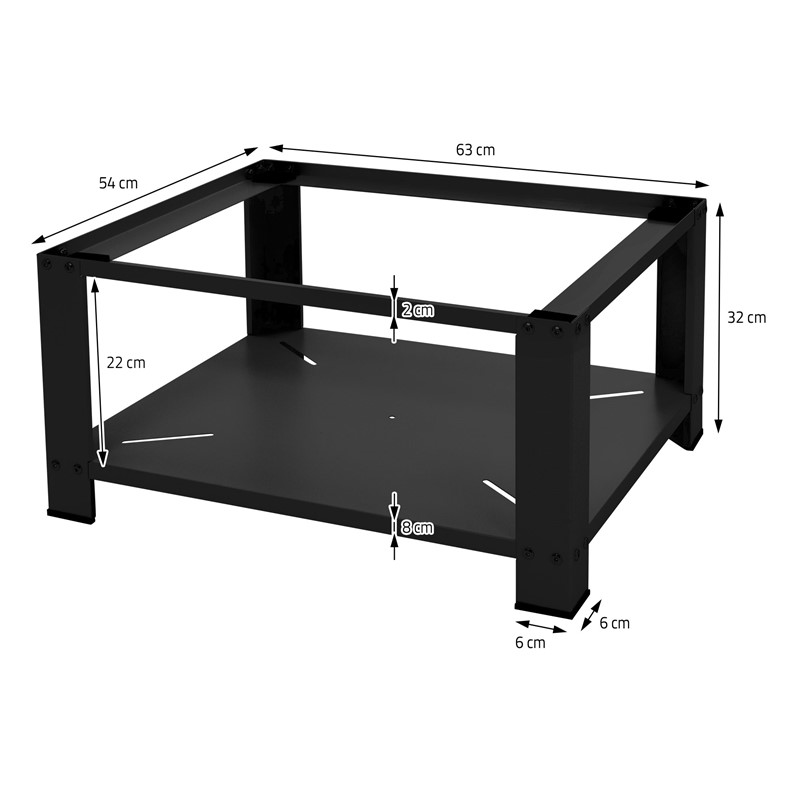 Waschmaschinen Untergestell Unterschrank 63x54x32 cm mit Ablage in Schwarz ML-Design