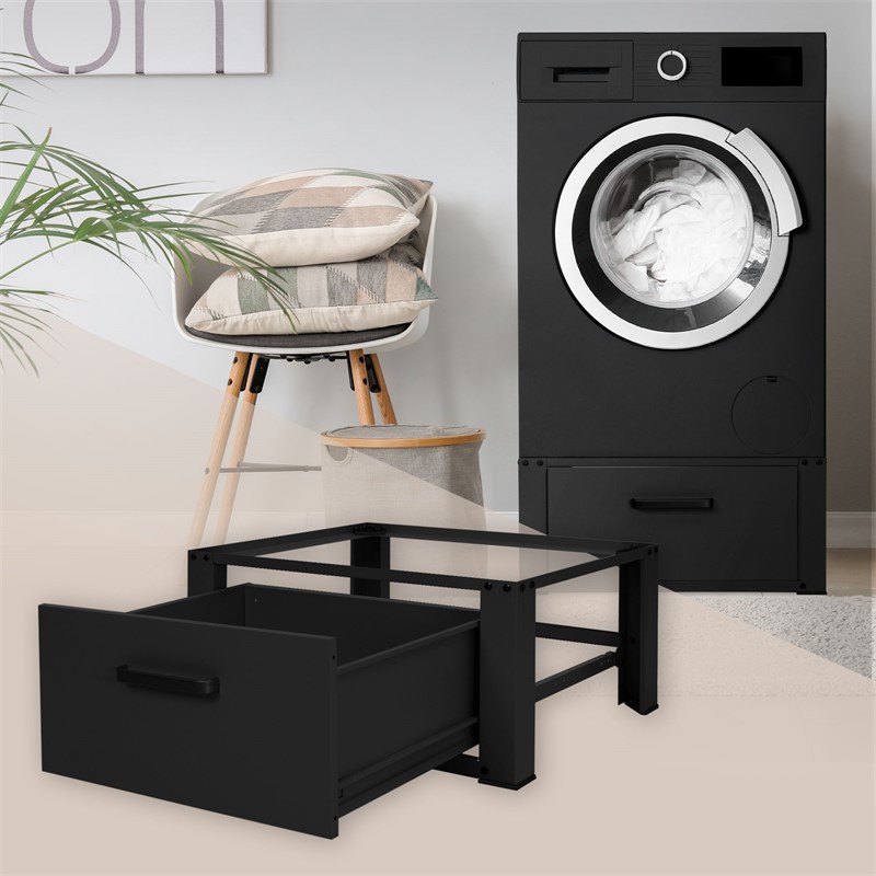 Waschmaschinen Untergestell Unterschrank 63x54x31 cm mit Schublade in Schwarz ML-Design Waschmaschinen Untergestell Unterschrank 63x54x31 cm mit Schublade in Schwarz ML-Design