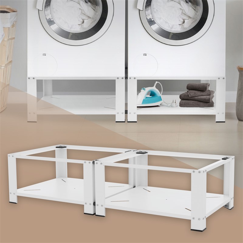 Waschmaschinen Untergestell Unterschrank doppel Set 63x54x32 cm mit Ablage in Weiß ML-Design