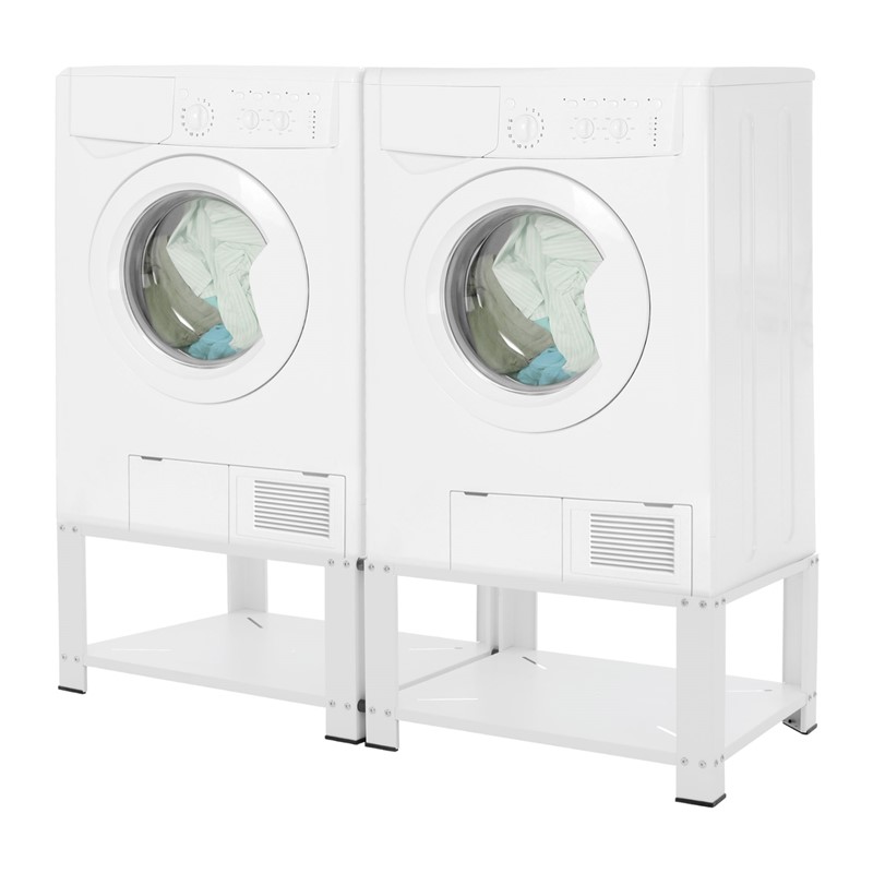 Waschmaschinen Untergestell Unterschrank doppel Set 63x54x32 cm mit Ablage in Weiß ML-Design