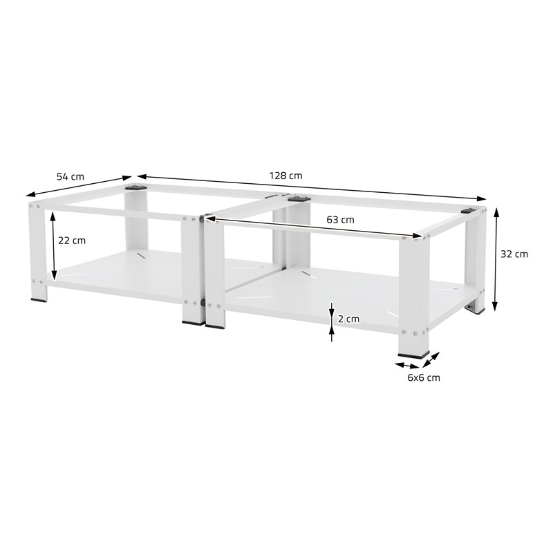 Waschmaschinen Untergestell Unterschrank doppel Set 63x54x32 cm mit Ablage in Weiß ML-Design