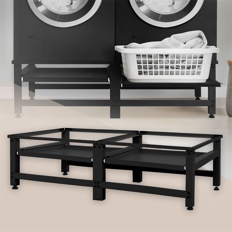 Waschmaschinen Untergestell Unterschrank doppel 61x53,5x37 cm mit ausziehbarer Ablage in Schwarz ML-Design Waschmaschinen Untergestell Unterschrank doppel 61x53,5x37 cm mit ausziehbarer Ablage in Schwarz ML-Design