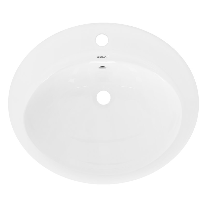 Waschbecken inkl. Ablaufgarnitur Silber mit Überlauf 57x48,5x19,5 cm Weiß aus Keramik LuxeBath