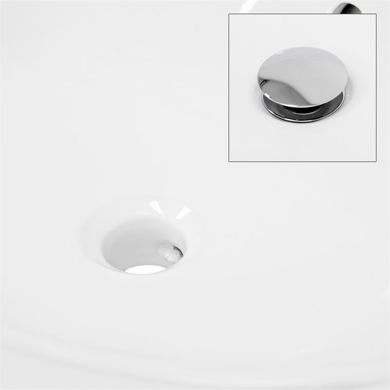 Waschbecken inkl. Ablaufgarnitur Silber mit Überlauf 57x48,5x19,5 cm Weiß aus Keramik LuxeBath