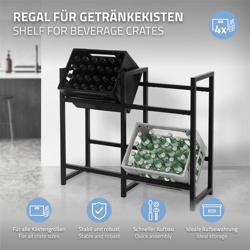Getränkekistenregal Getränkeregal 4 Kisten 91 x 31 x 75,5 cm Anthrazit aus Stahl ML-Design
